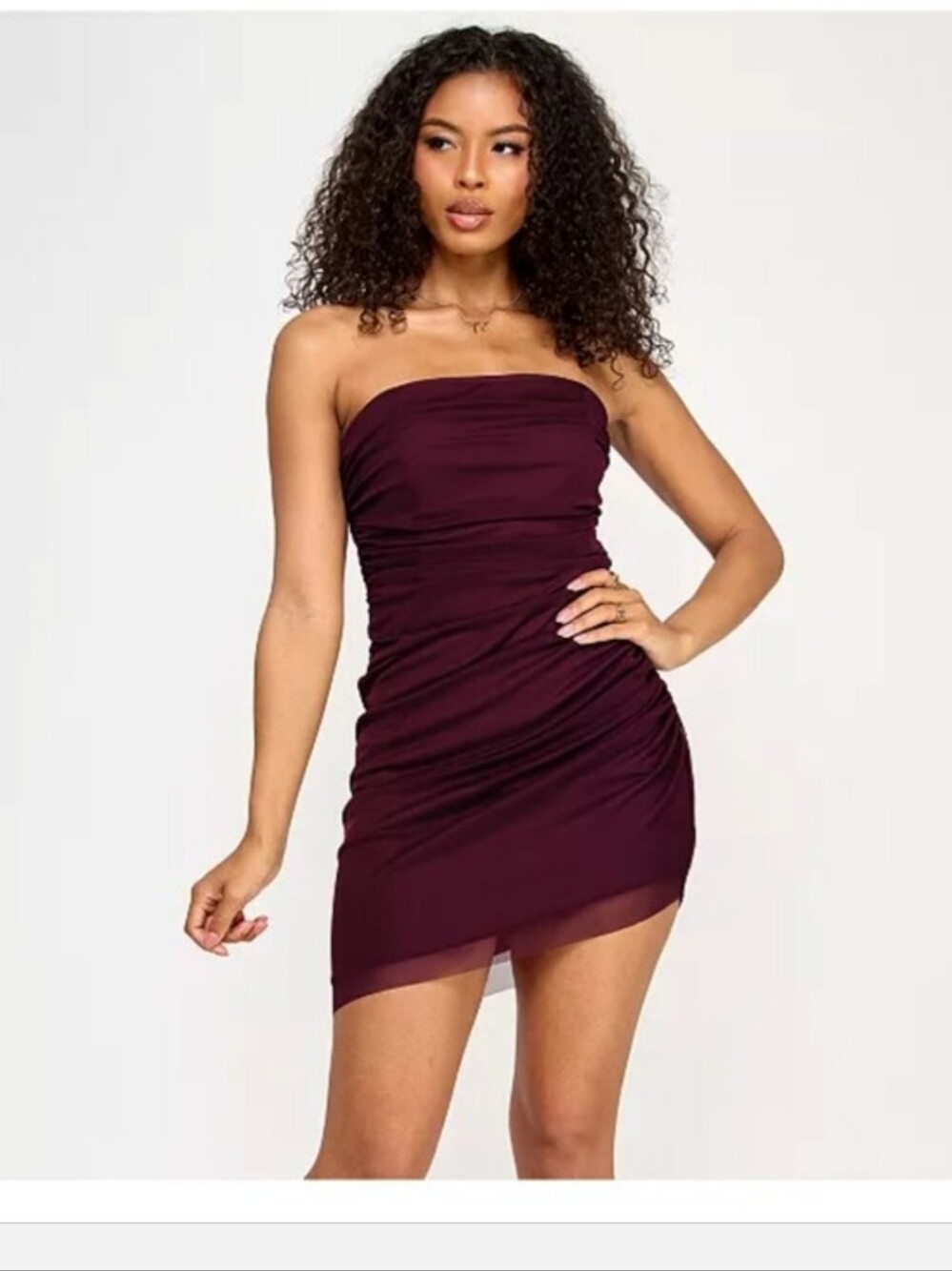 Emerald Sundae XXL Raisin Strapless Ruched Mesh Bodycon Cocktail Dress NWT